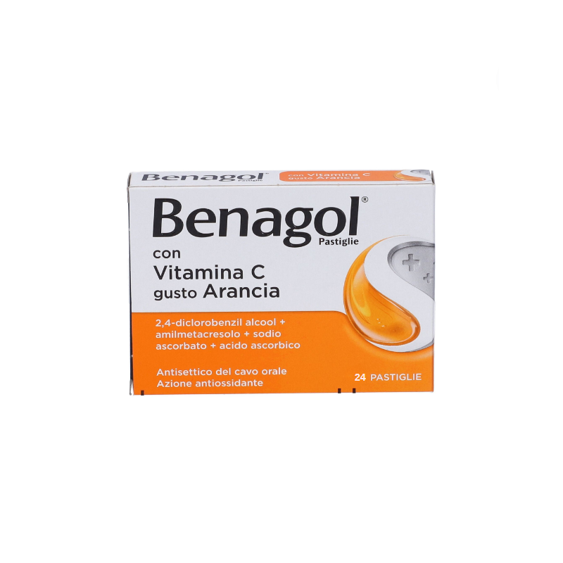 confezione 24 pastiglie benagol arancia vitamina c