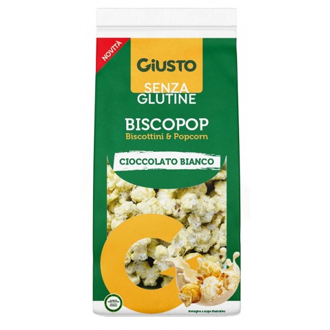 Farmafood Giusto Senza Glutine Biscopop Biscottini & Popcorn Cioccolato Bianco 80 G