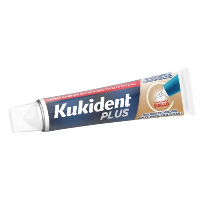 40g di Kukident Plus Sigillo Anti Infiltrazioni Crema Adesiva Dentiere