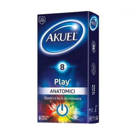 8 pezzi di Akuel Play Anatomico Preservativo Easy Fit