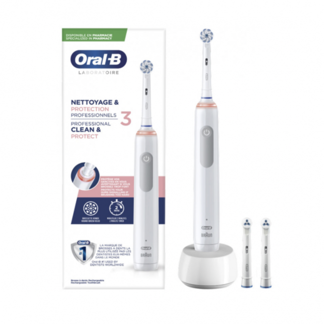 3 pezzi da OralB Pro Spazzolino Elettrico Colore Bianco + 2 Refill