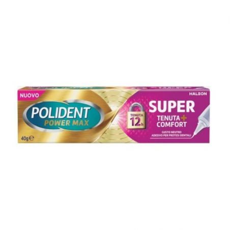 40g di Polident Power Max Super Tenuta Comfort Adesivo Dentale