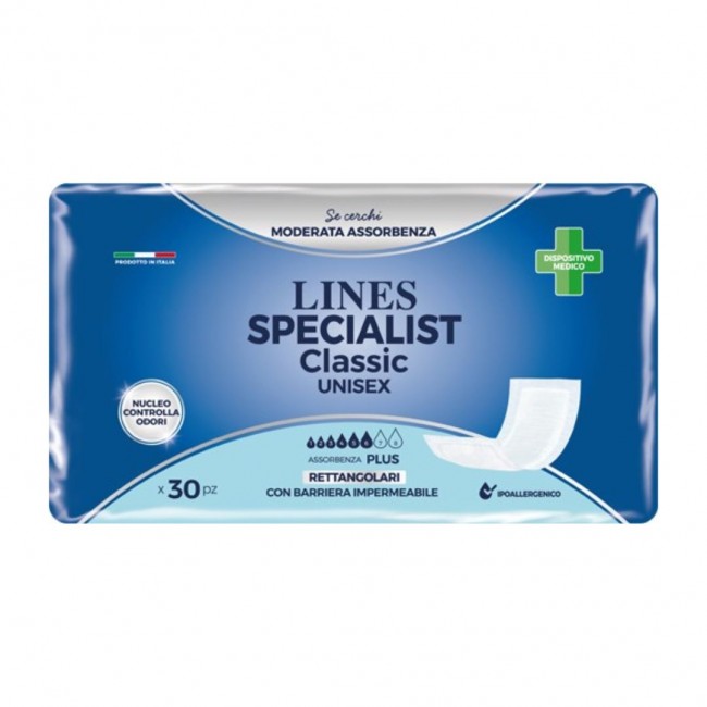 30 pezzi di Lines Specialist Classic Unisex Pannoloni Rettangolari con Barriera