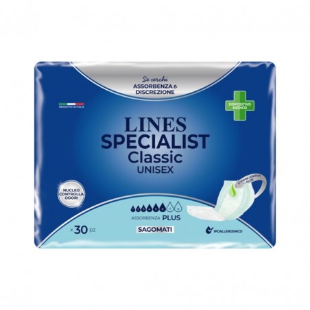 30 pezzi di Lines Specialist Classic Unisex Pannoloni Sagomati Plus