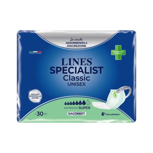 30 pezzi di Lines Specialist Classic Unisex Pannoloni Sagomati Super