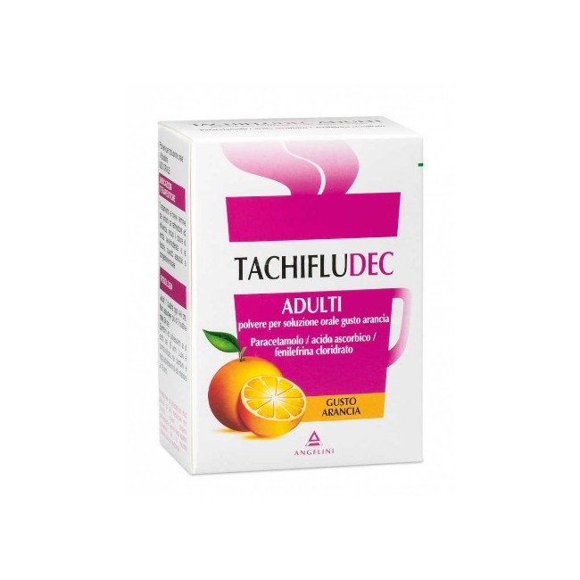 10 Buste di Tachifludec gusto Arancia della Angelini Pharma.