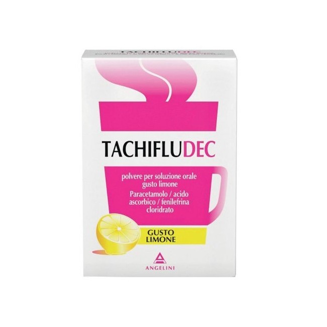 10 Buste di Tachifludec gusto limone della Angelini Pharma.