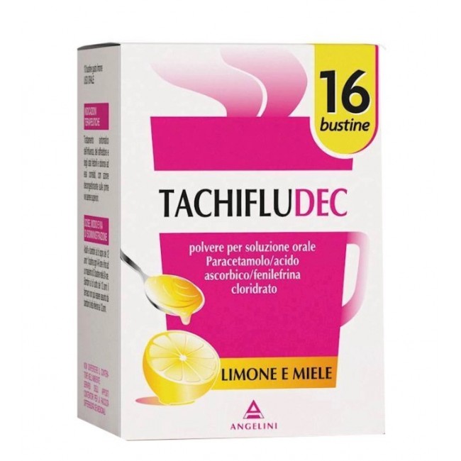 Angelini Pharma Tachifludec Polvere Per Soluzione Orale Gusto Limone e Miele 16 bustine Stati Influenzali