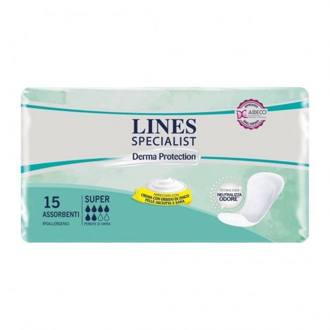 15 pezzi di Lines Specialist Derma Protection Pannolone a Mutandina Super