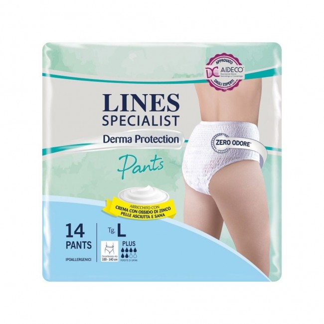 14 pezzi di Lines Specialist Derma Protection Pants Assorbenti Plus Large