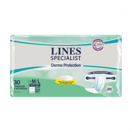 30 pezzi di Lines Specialist Derma Protection Pannolone a Mutandina Super Taglia M/L