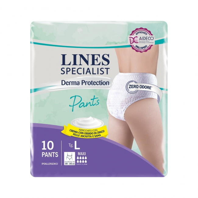 10 pezzi di Lines Specialist Derma Protection Pants Assorbenti Maxi L