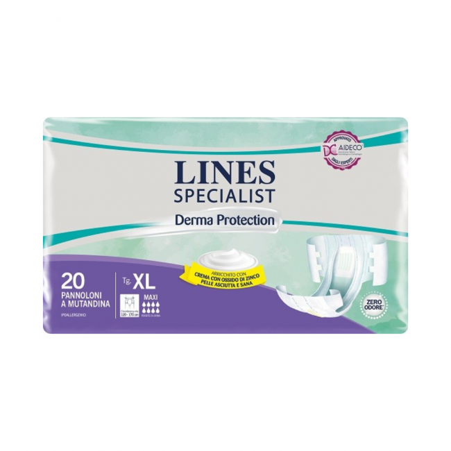 20 pezzi di Lines Specialist Derma Protection Pannolone a Mutandina Maxi Taglia XL