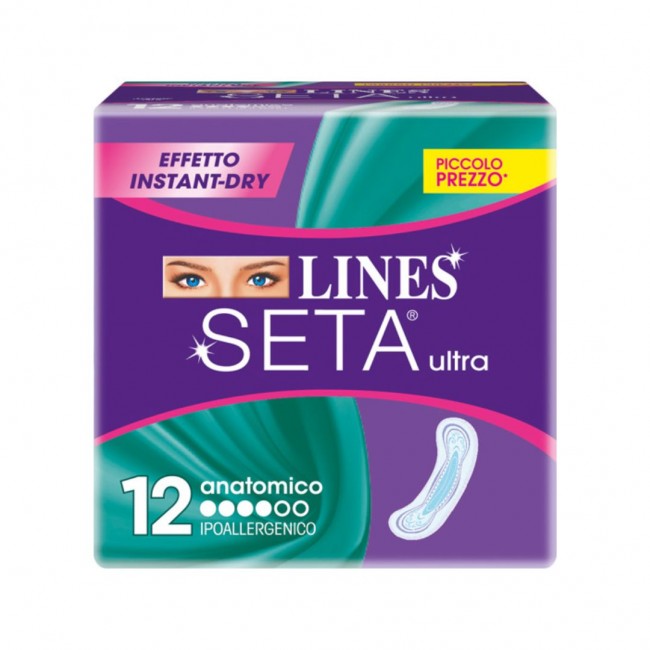 12 Pezzi di Lines Seta Ultra Assorbente Anatomico Ipoallergenico