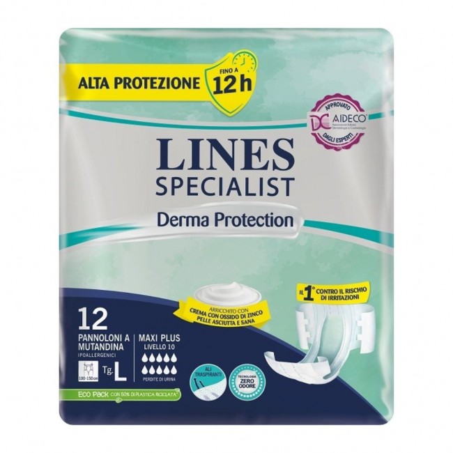 Lines Specialist Derma Protection Pannolone a Mutandina Taglia L Maxi Plus - 12 pezzi