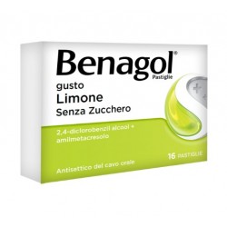 Blister da 16 pastiglie di Benagol gusto limone senza zucchero della Reckitt Benckiser