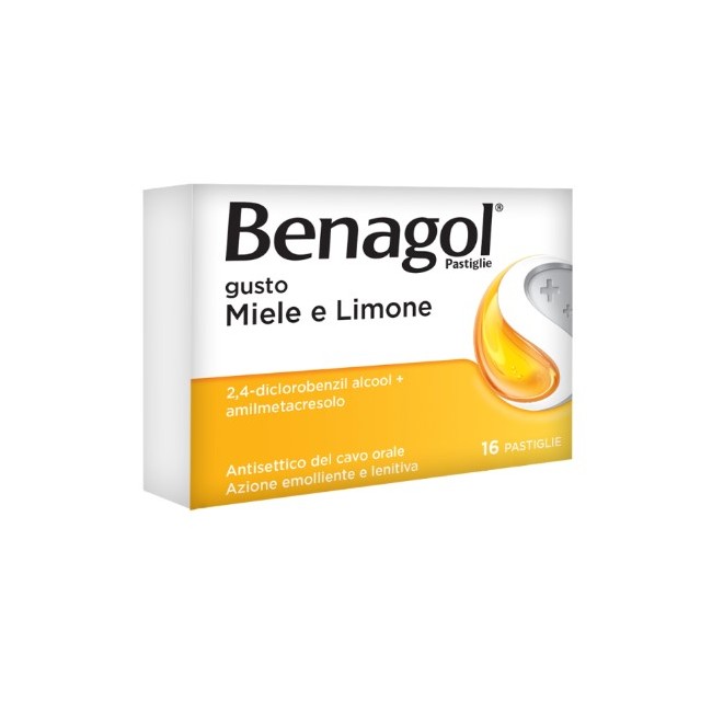 Blister da 16 pastiglie di Benagol gusto limone e miele della Reckitt Benckiser