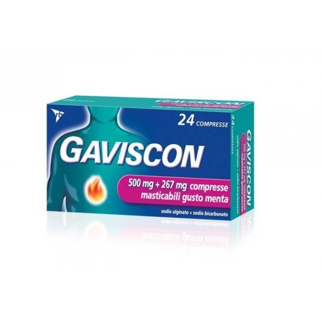 Blister da 24 compresse masticabili di Gaviscon 500 mg della Reckitt Benckiser