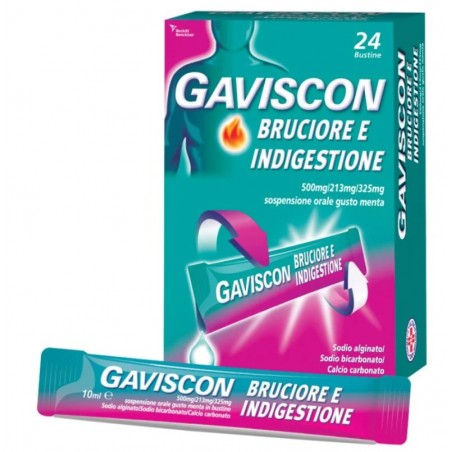 24 Stick da 10 ml di Gaviscon bruciore e indigestione gusto menta della Reckitt Benckiser