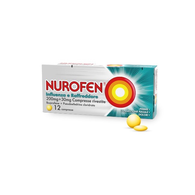 Blister da 12 compresse rivestite di Nurofen Influenza e Raffreddore della Reckitt Benckiser