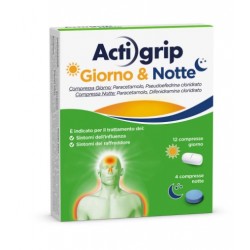 Blister da 12 compresse Giorno e 4 compresse Notte di Actigrip della johnson & johnson