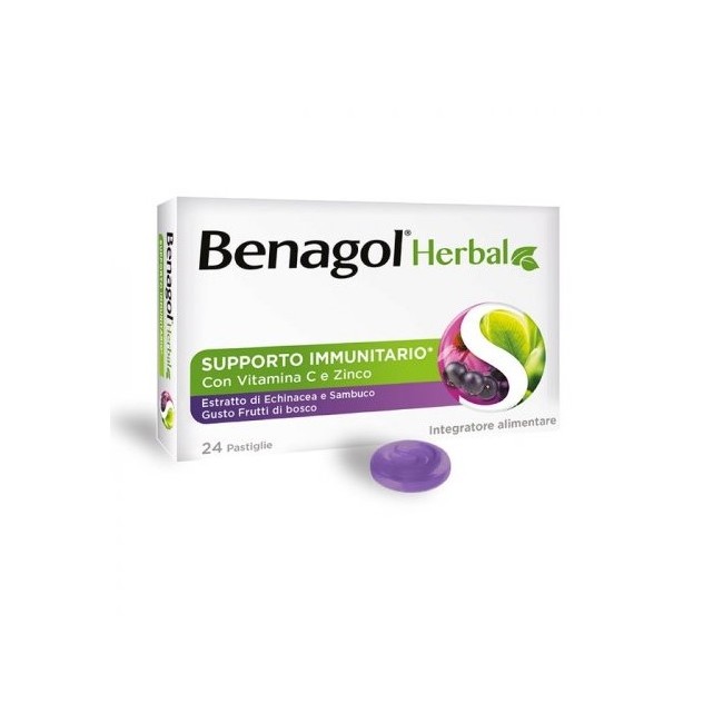 Blister da 24 pastiglie di Benagol Herbal della Reckitt Benckiser