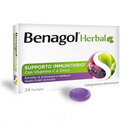 Blister da 24 pastiglie di Benagol Herbal della Reckitt Benckiser