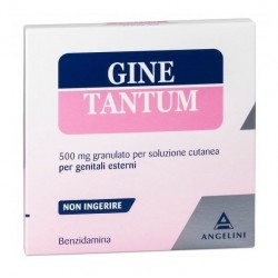 Buste di granulato per soluzione cutanea di Ginetantum della Angelini Pharma.