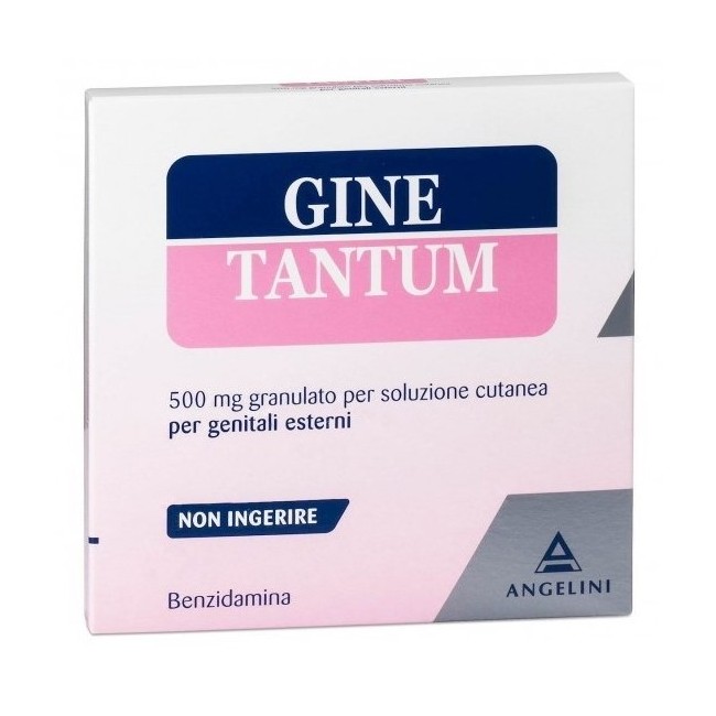 Buste di granulato per soluzione cutanea di Ginetantum della Angelini Pharma.