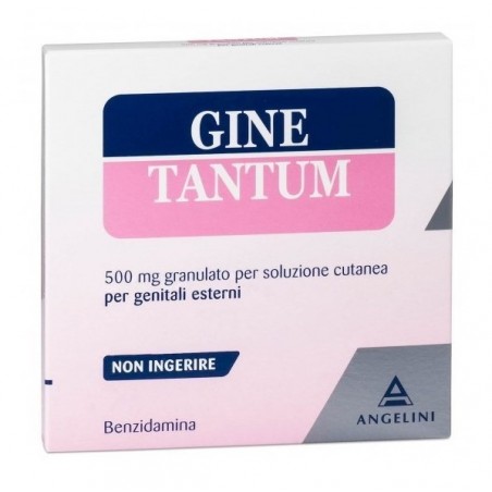 Buste di granulato per soluzione cutanea di Ginetantum della Angelini Pharma.