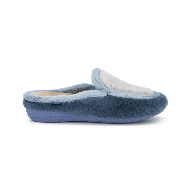 1 paio di Milly Slippers in Pelliccia Sintetica Bicolore Blu/Grigia da Scholl Shoes