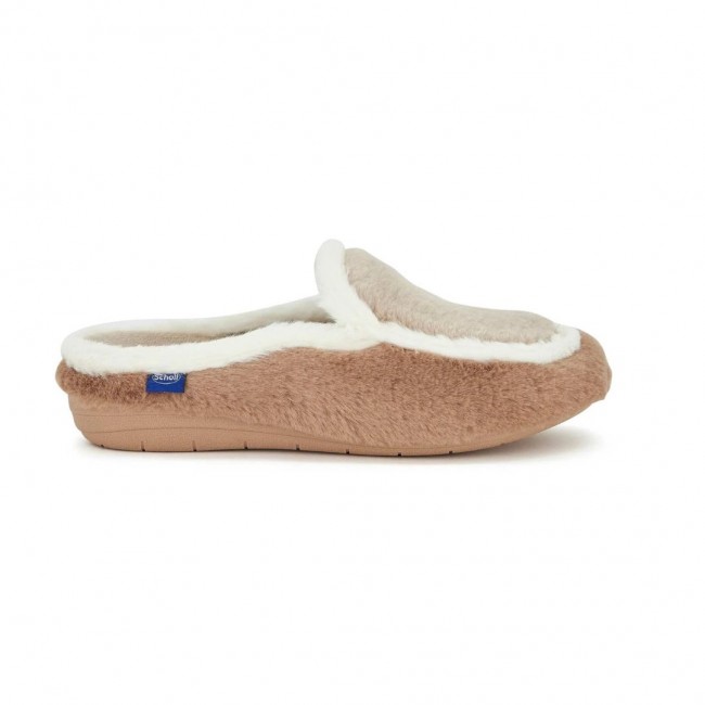 1 paio di Milly Slippers in Pelliccia Sintetica Bicolore Marrone/Bianco da Scholl Shoes