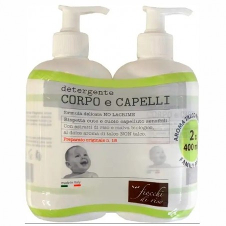 Artsana Fiocchi Di Riso Detergente Corpo/capelli Talco 400 Ml Bipacco