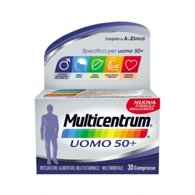 30 compresse di Integratore Multivitaminico e Multiminerale da Multicentrum Uomo 50+