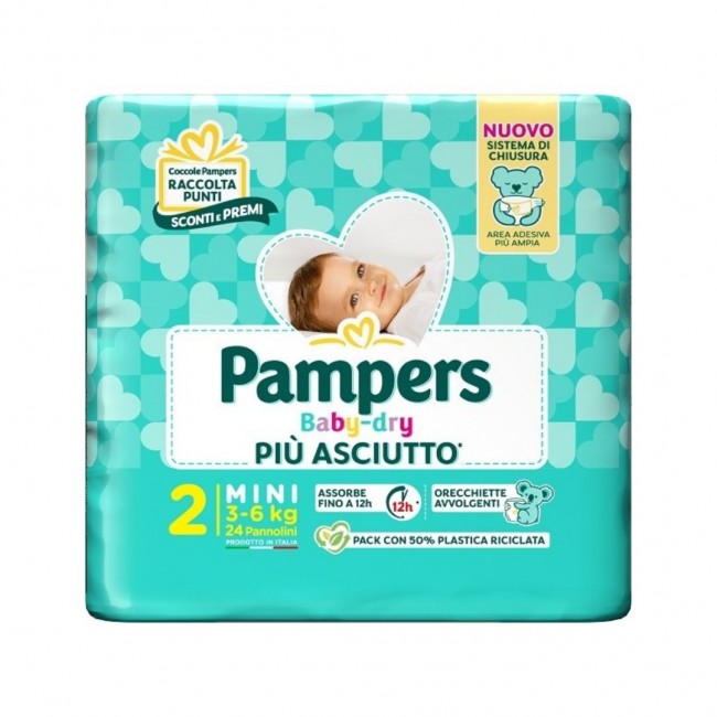 24 pannolini di Pampers Baby Dry Pannolino Mini 3-6Kg