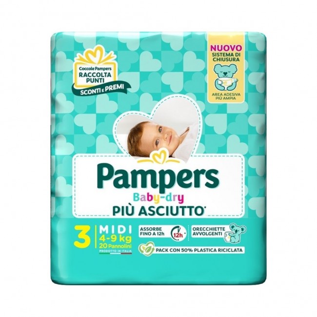 20 pannolini di Pampers Baby Dry Pannolino Midi 4-9Kg