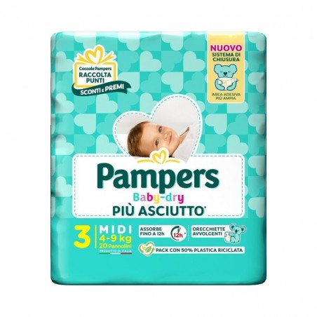 20 pannolini di Pampers Baby Dry Pannolino Midi 4-9Kg