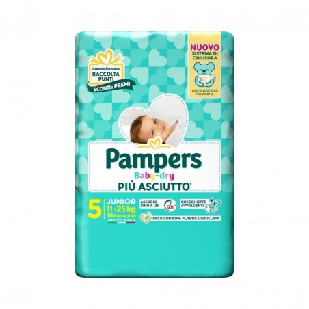 16 pannolini di Pampers Baby Dry Pannolino Junior 11-25Kg