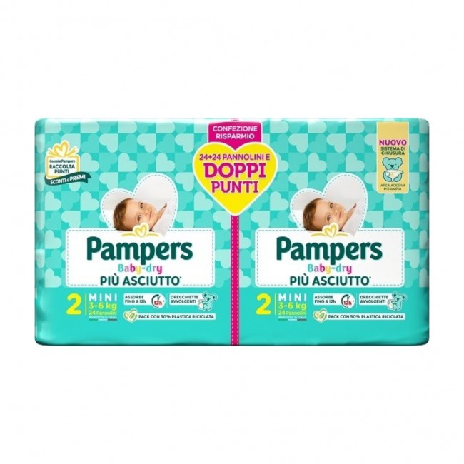 48 pannolini di Pannolini Mini 3-6Kg Doppia Confezione da Pampers Baby Dry