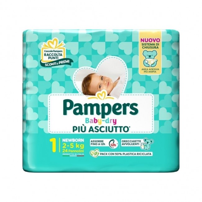 24 pannolini di Pampers Baby Dry Pannolino Newborn 2-5kg