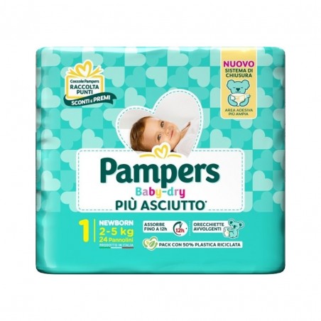 24 pannolini di Pampers Baby Dry Pannolino Newborn 2-5kg