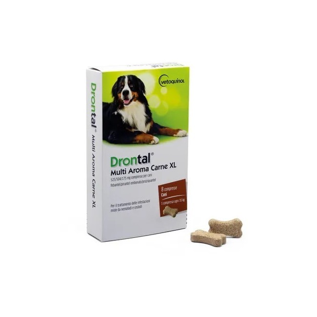 Vetoquinol Drontal Multi Aroma Carne Xl 525/504/175 Mg Compresse Per Cani