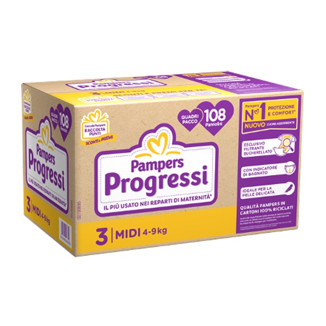 Fater Pampers Quadri Progressi Midi 108 Pezzi