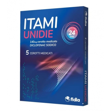 5 cerotti antinfiammatori confezionati singolarmente di Itami Unidie della Fidia Farmaceutici