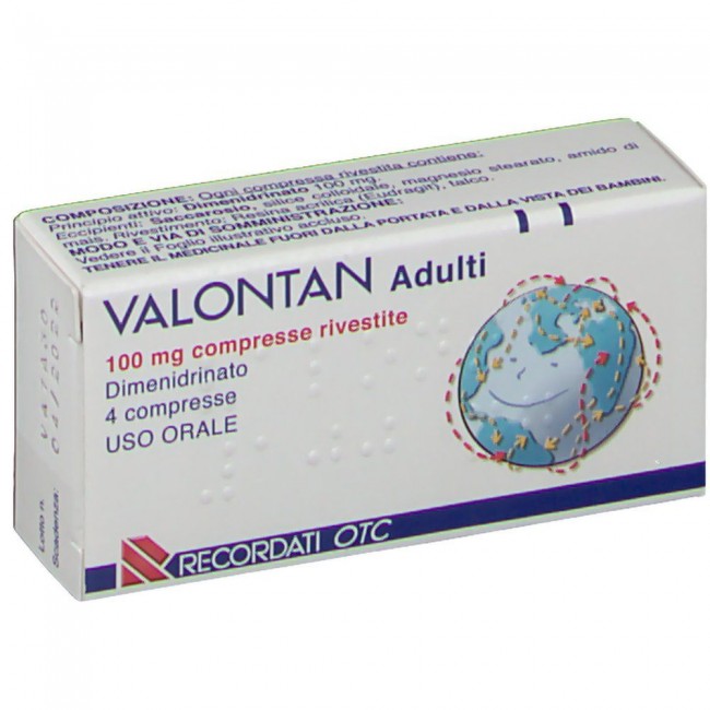 4 Compresse Rivestite antinausea Valontan Adulti