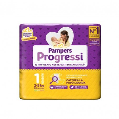 28 Pannolini da Pampers Progressi Pannolini Newborn 2-5kg