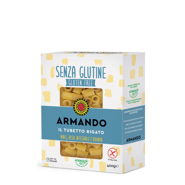 De Matteis Agroalimentare Il Gluten Free Di Armando Il Tubetto Rigato Mais Riso Integrale E Quinoa 400 G