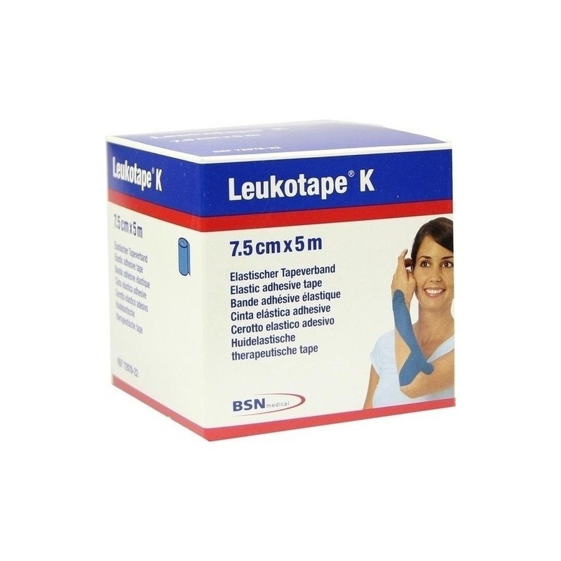 Essity Italy Benda Adesiva Leukotape K Per Taping Fisioterapico Larghezza 7,5 Cm Lunghezza 5 M Colore Blu In Rotolo