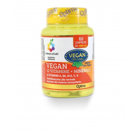 Optima Naturals Colours Of Life Vegan 12 Vitamine + 3 Minerali 60 Compresse