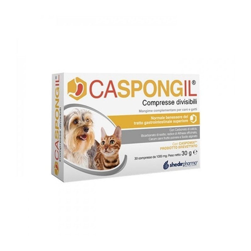 Caspongil Integratore per il benessere intestinale di cani e gatti 30 compresse divisibili